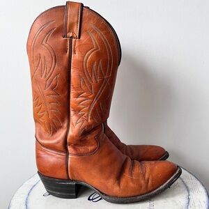 Justin Embroidered Brown Leather Cowboy Western Boots 1632 Men’s 9 EE USA Made